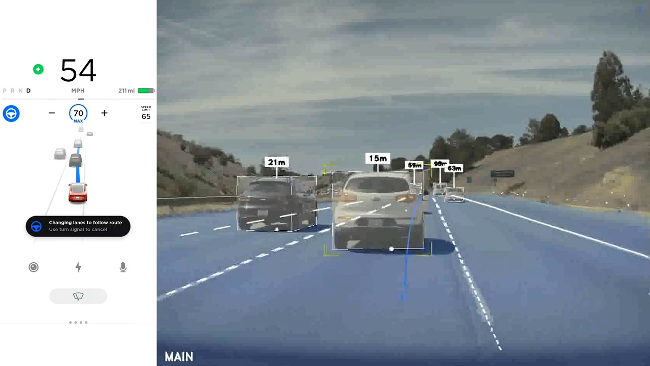 Interfaz de conducción autónoma completa de Tesla
