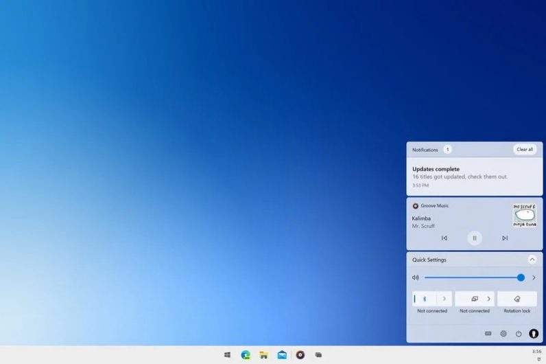The upcoming Windows version's updated taskbar