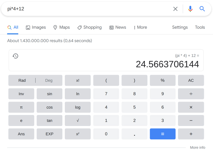 Using google as an advanced calculator