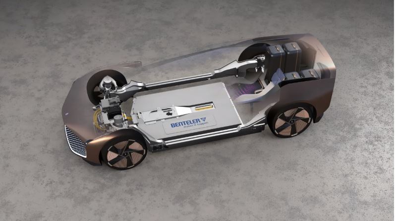The Theorema is built on a electric skateboard chassis.