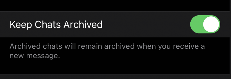 WhatsApp's new feature to keep archived chats in the archived box even if there's a new message