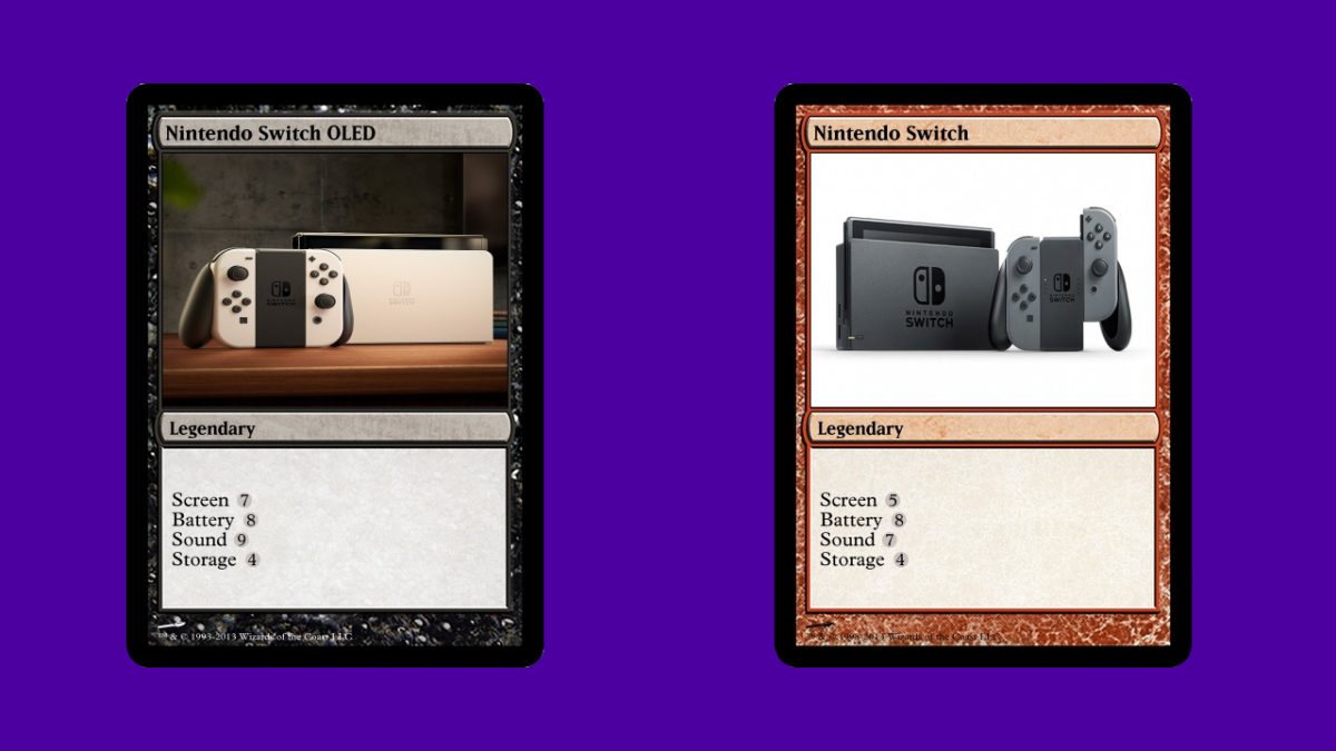 We reviewed the Nintendo Switch OLED like it was a Pokémon card