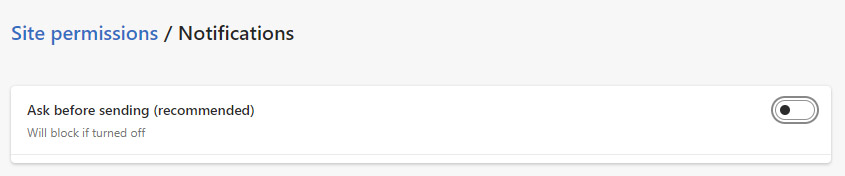 Turning off notifications in Edge