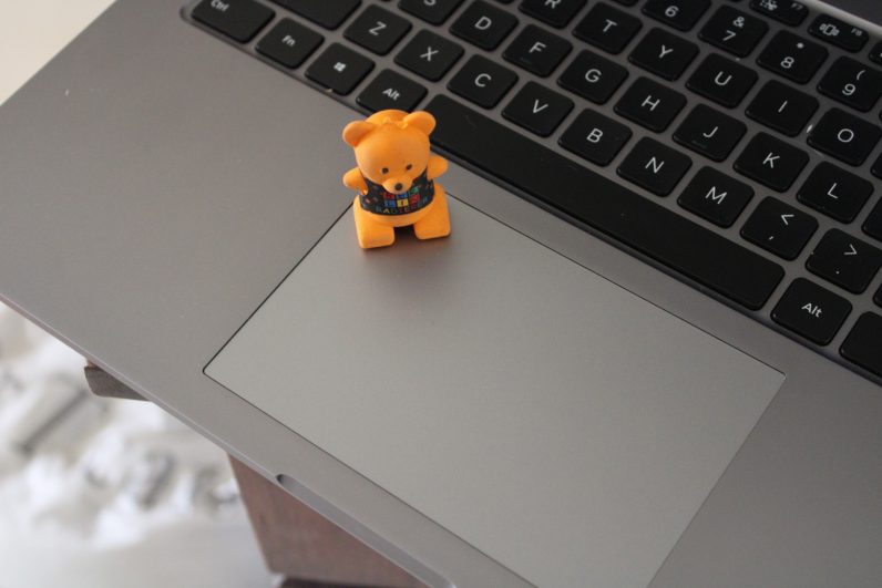 The Mi Notebook Ultra has a 62% larger trackpad as compared to its predecessor. Enough for this teddy to wander around. 