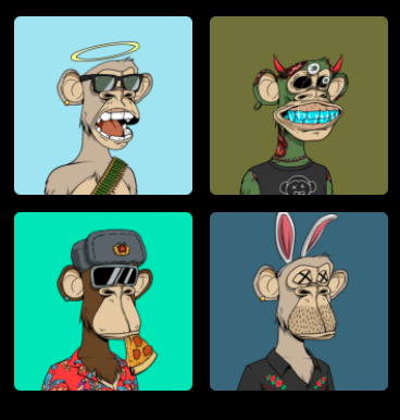 A few members of the Bored Ape Yatch Club. This is just a good old PNG image, though. 