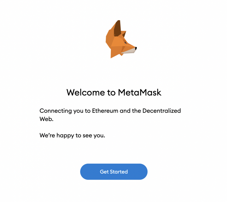 Welcome screen you'll see once you've installed the MetaMask extension