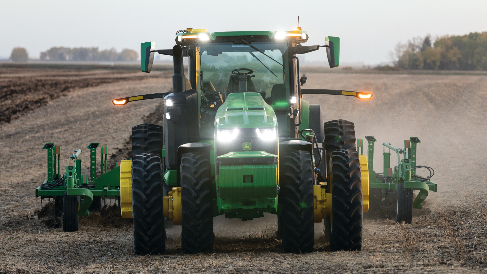 John Deere tractor in the fields