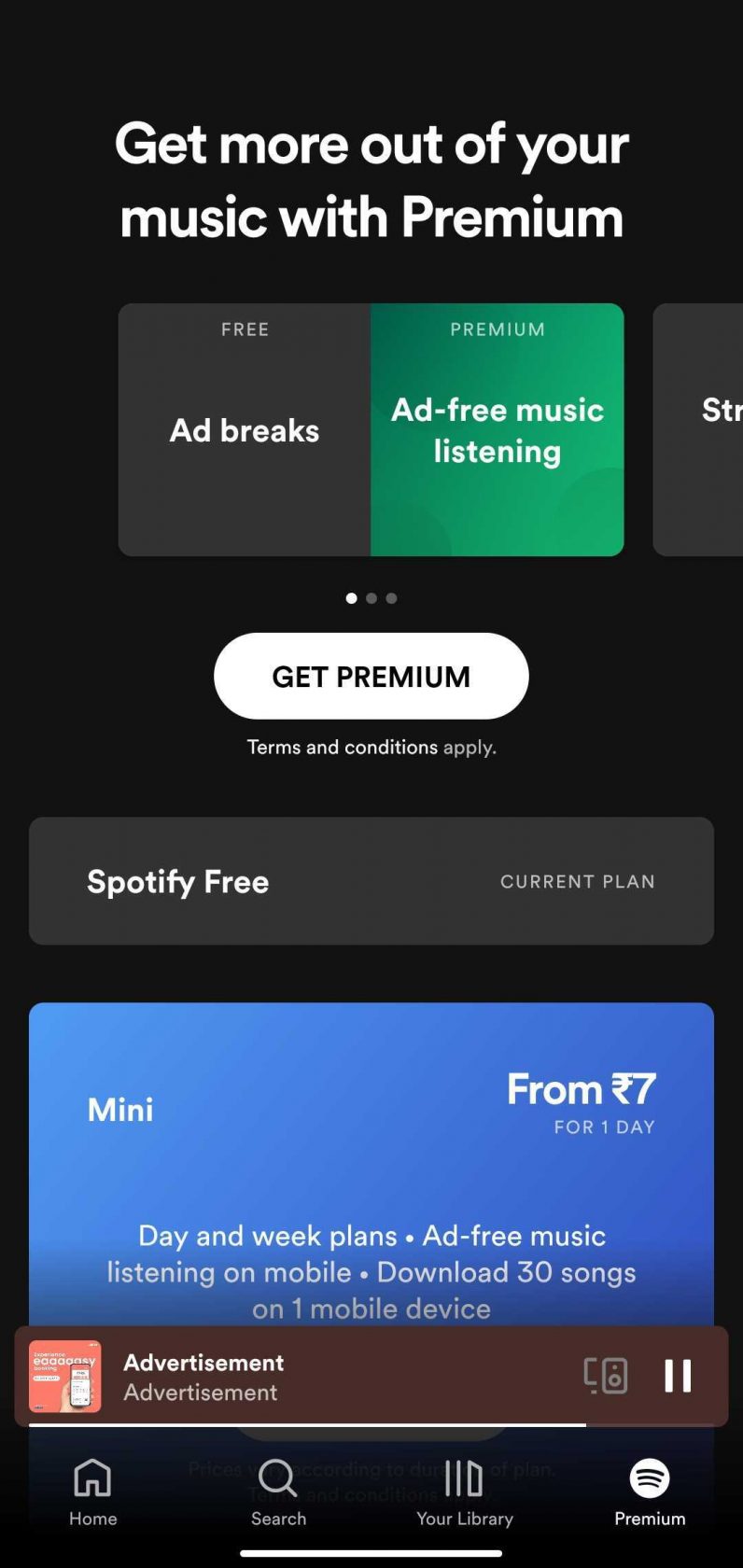La aplicación Android de Spotify tiene enlaces a su sitio web para comprar suscripciones premium.