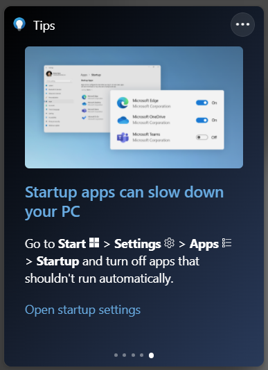 Widget de sugerencias de Windows 11