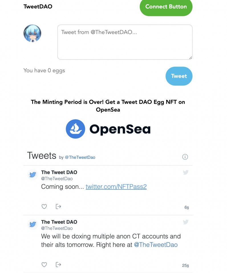 The website is just a box that lets NFT holders post tweets from the Tweet DAO's account