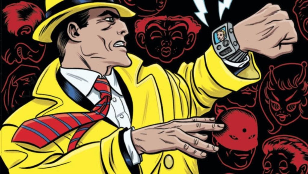 Dick Tracy angrily looking at his watch