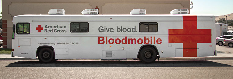 the Red Cross mobile blood bank 