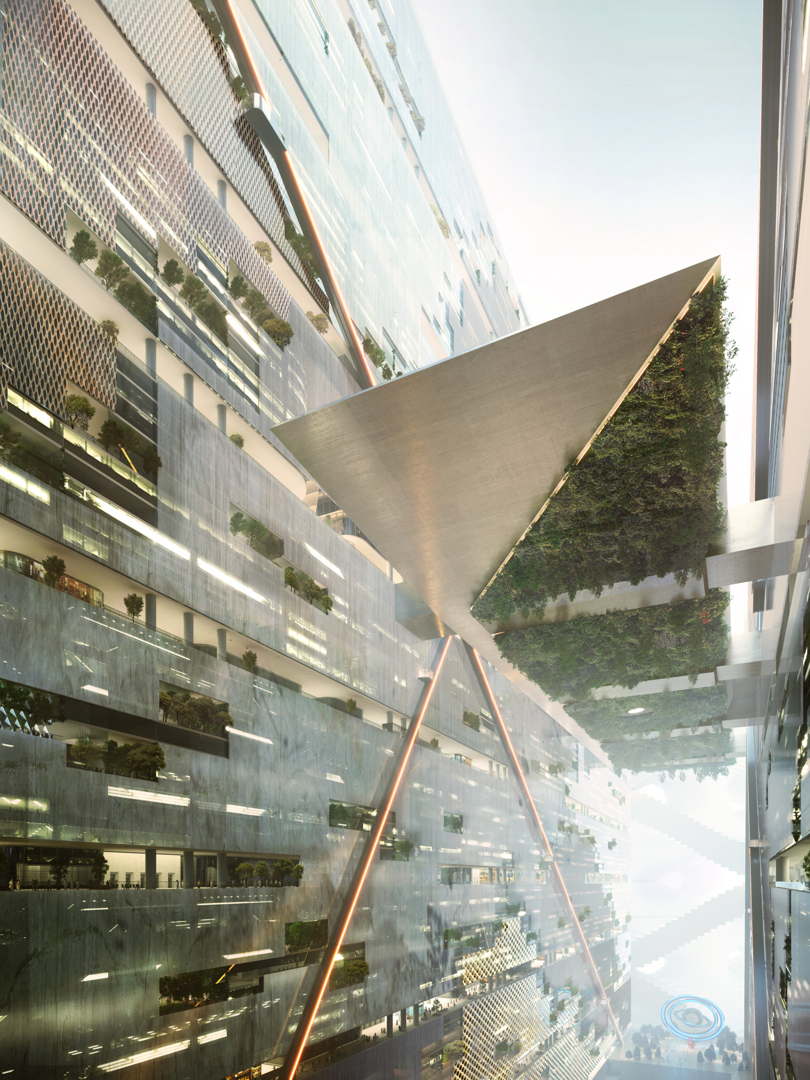 The outer mirror facade is designed to blend with nature.