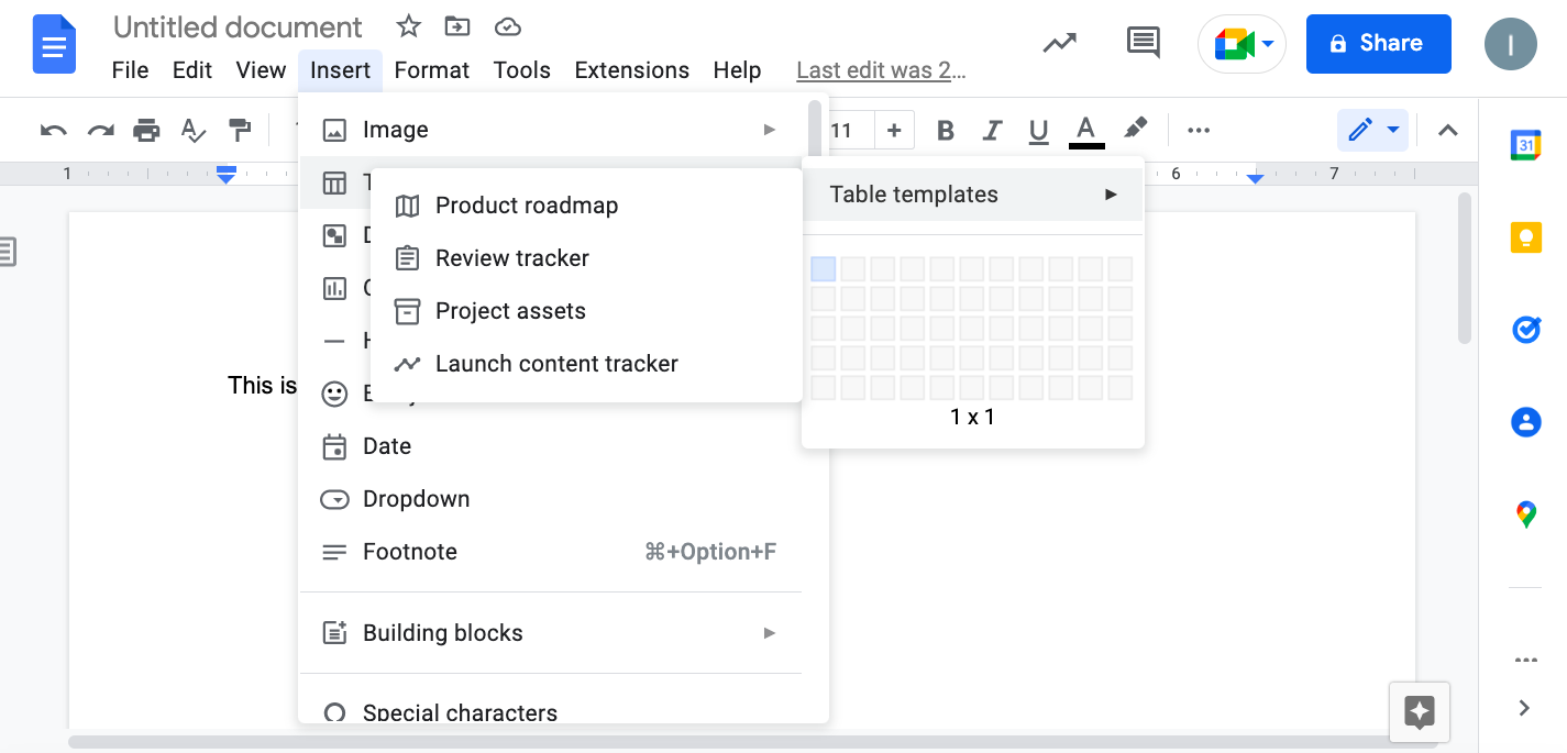 Google Docs Table Templates