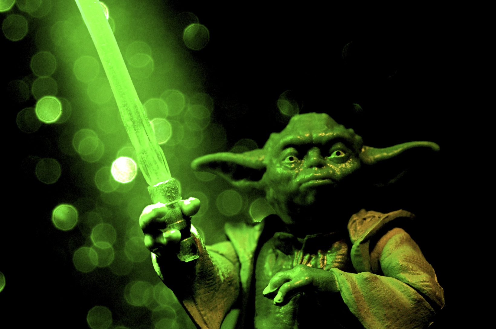 Yoda's gorgeous green lightsaber