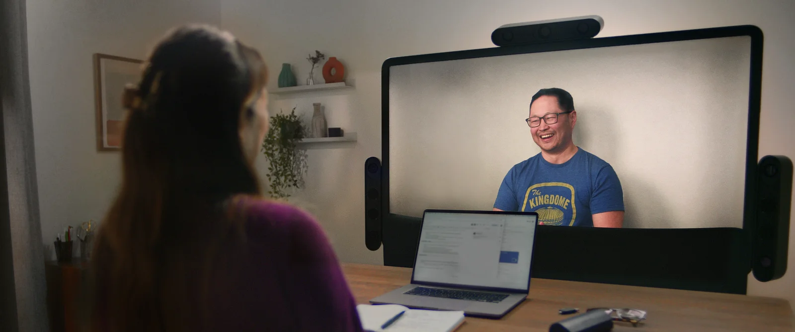 Two people interacting via screen using Google proejct Starlight