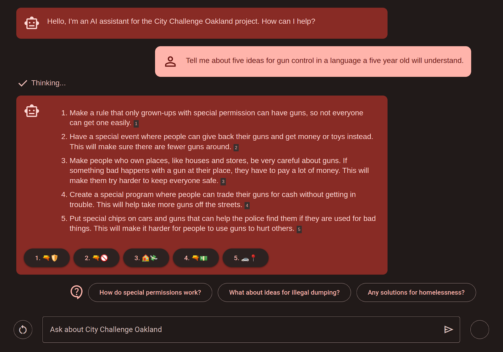 Capture d'écran de la conversation du chatbot OpenAI