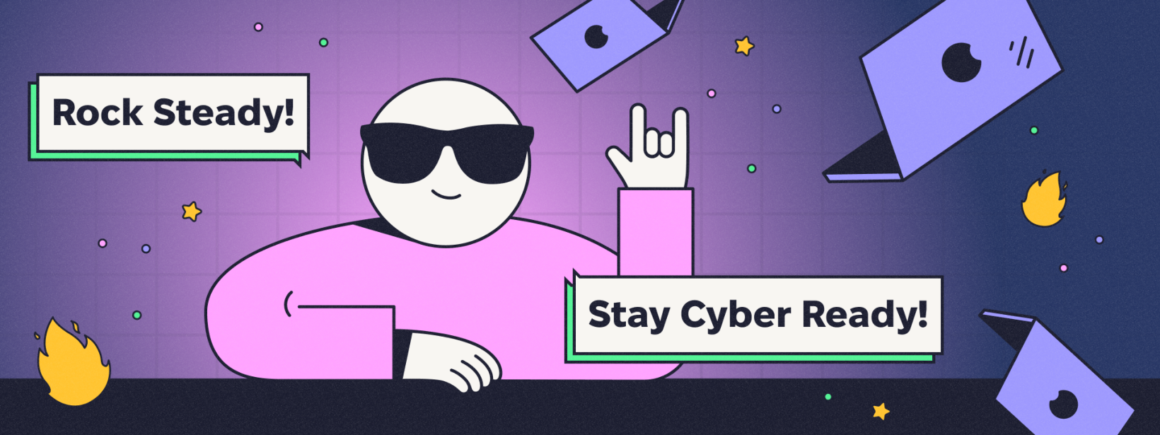 Banner that says "Rock steady! Stay Cyber Ready!"