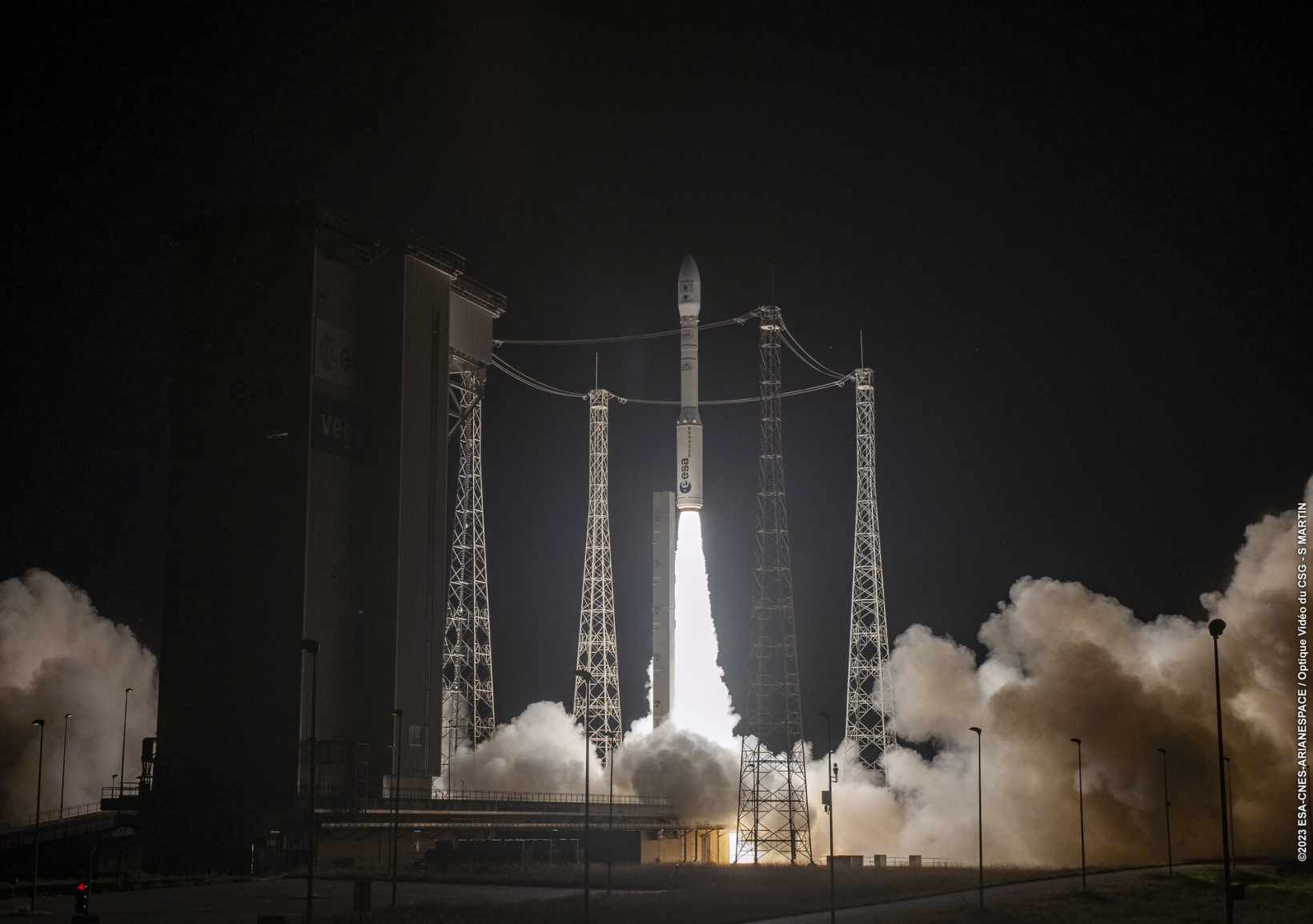 A photo of the Vega rocket launching