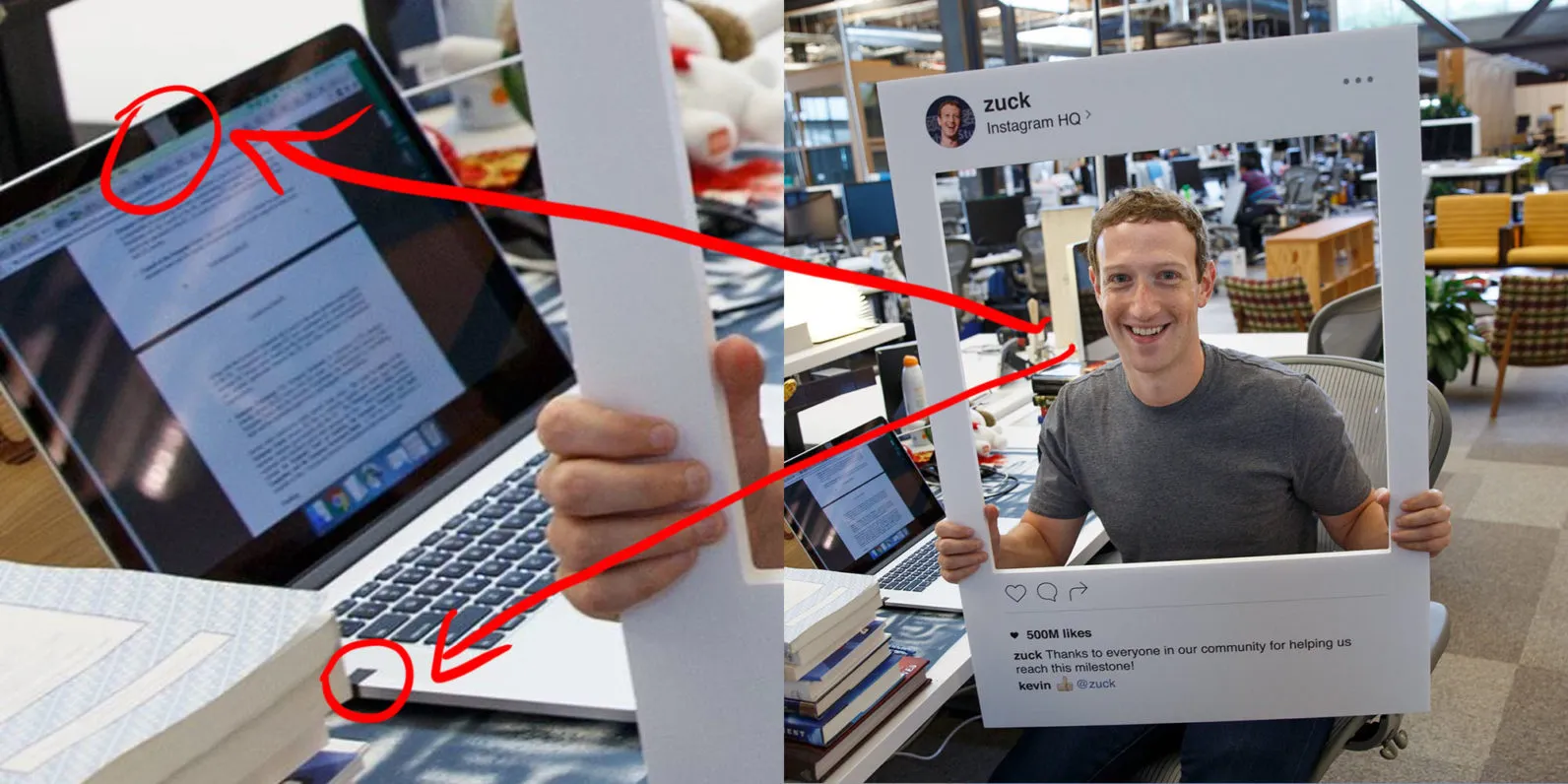 Mark Zuckerberg smiling while the camera picks up in the background a cover on his laptop webcam and microphone