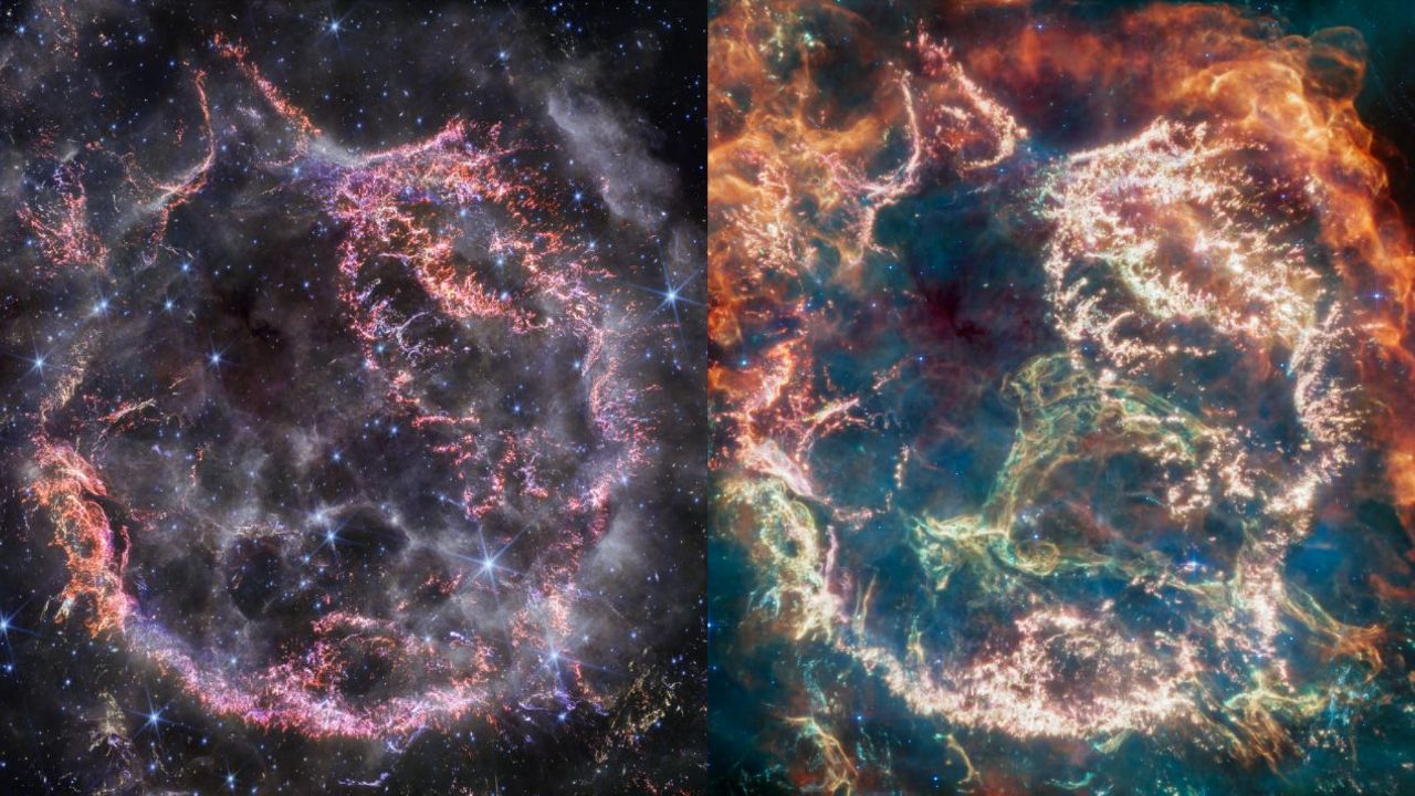 James Webb telescope images of Cas A star 