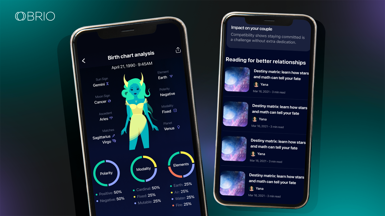 Screen shots of two different features of the Nebula app
