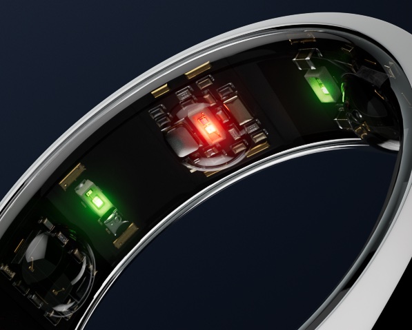 An Oura smart ring seen from the inside 
