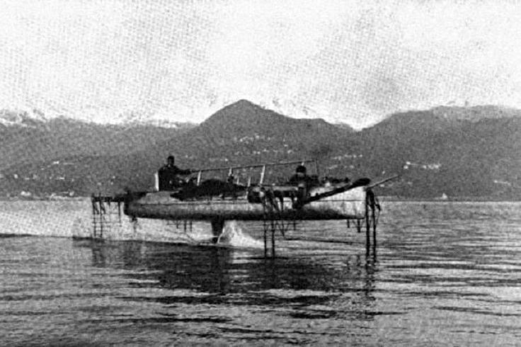 An image of Enrico Forlanini's hydrofoil boat National Geographic Magazine July 1911