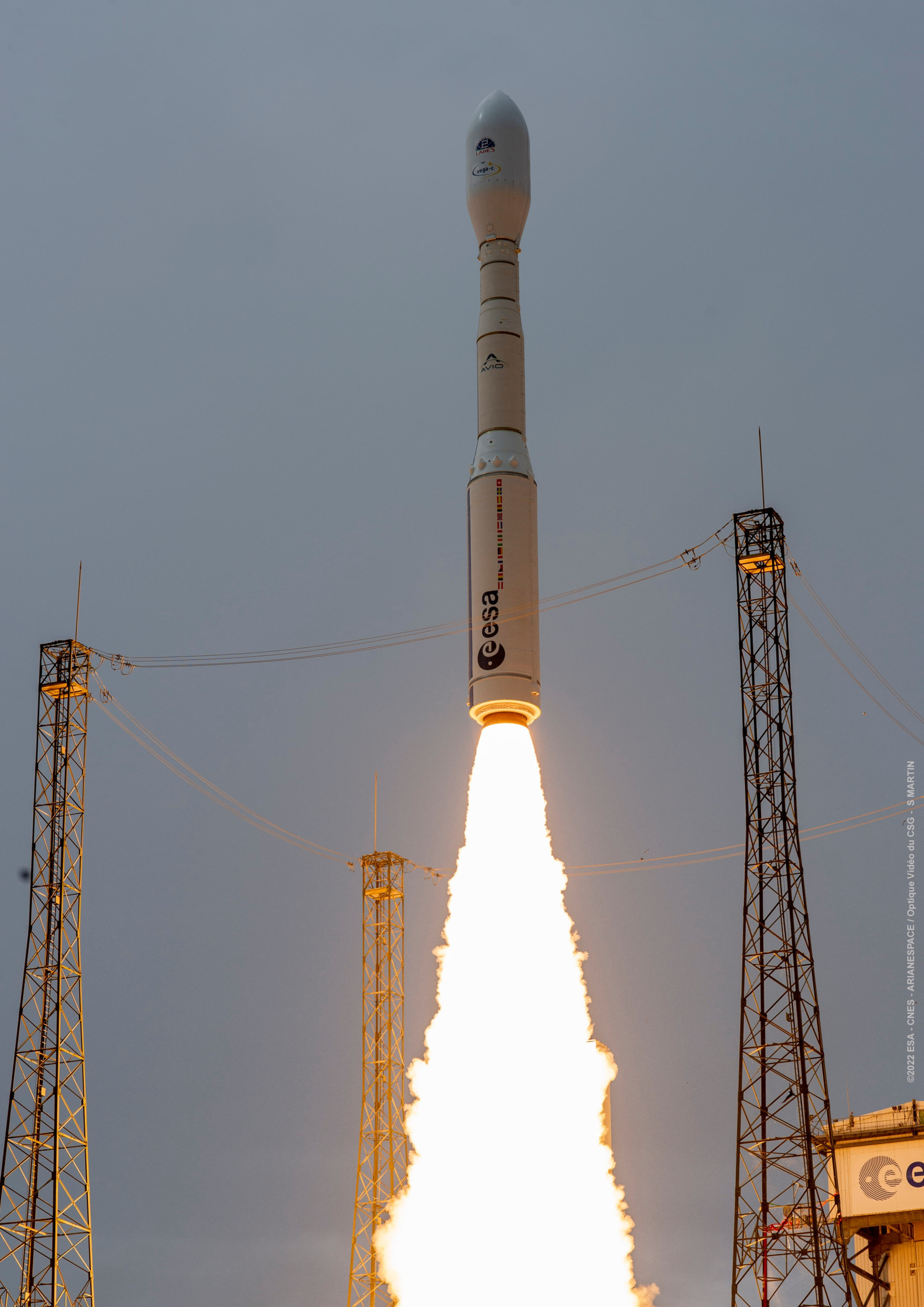 Vega-C, razzo di piccole dimensioni sviluppato dall'ESA e dall'ASI, decollato per la prima volta nel luglio 2022. Credits: ESA