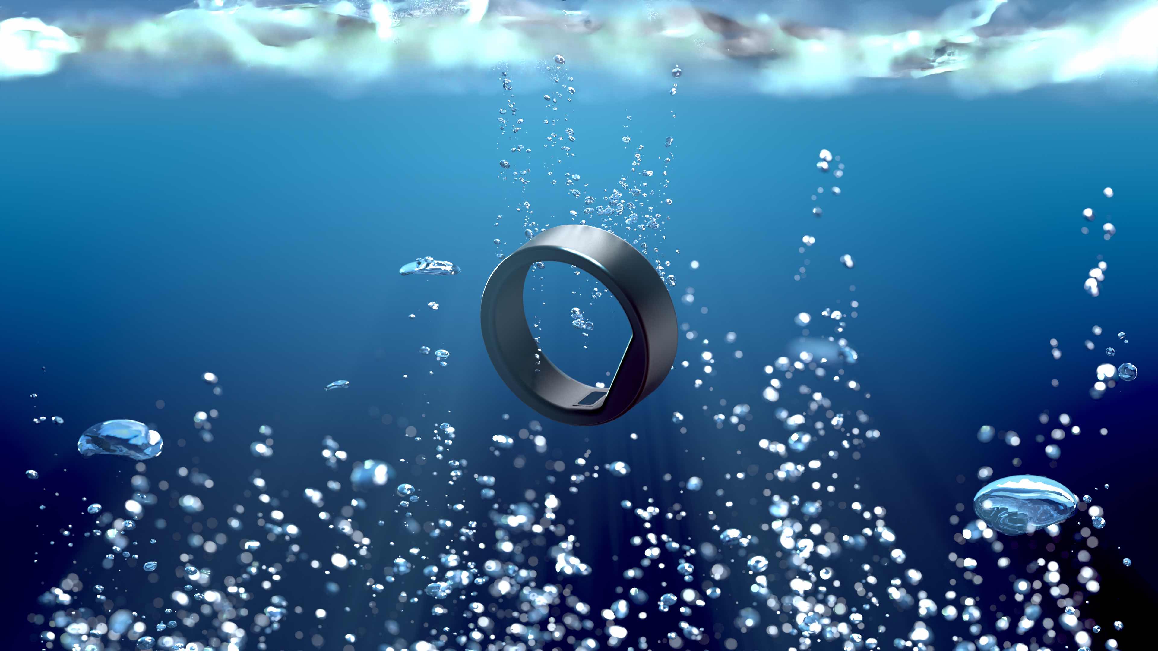 A Circular slim ring depicted under water